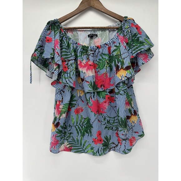 CHARLIE B Tops - Charlie B Tropical Blouse Vacation Ruffle Resort Holiday Hawaii Cruise Summer XL